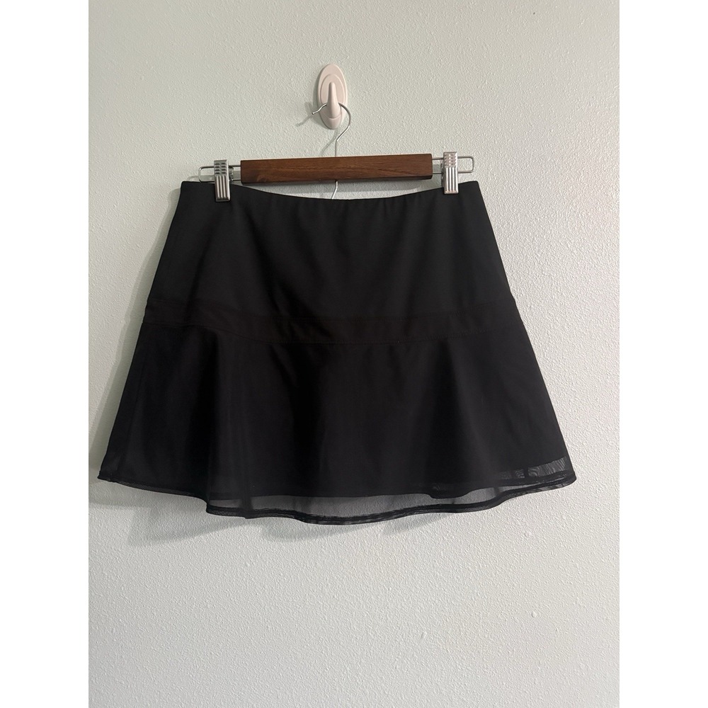 Athleta Black UpBeat Mesh Overlay Built-In Shorts Skort Size Small Tennis Golf